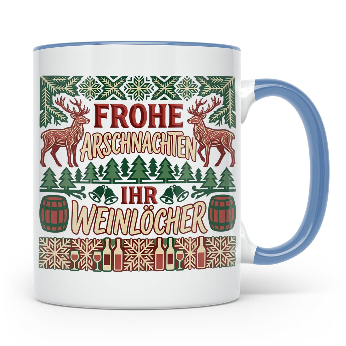 Frohe Arschnachten Tasse für Weinlöcher | Lustiges Ugly Chri – Blau [farbe:blau]