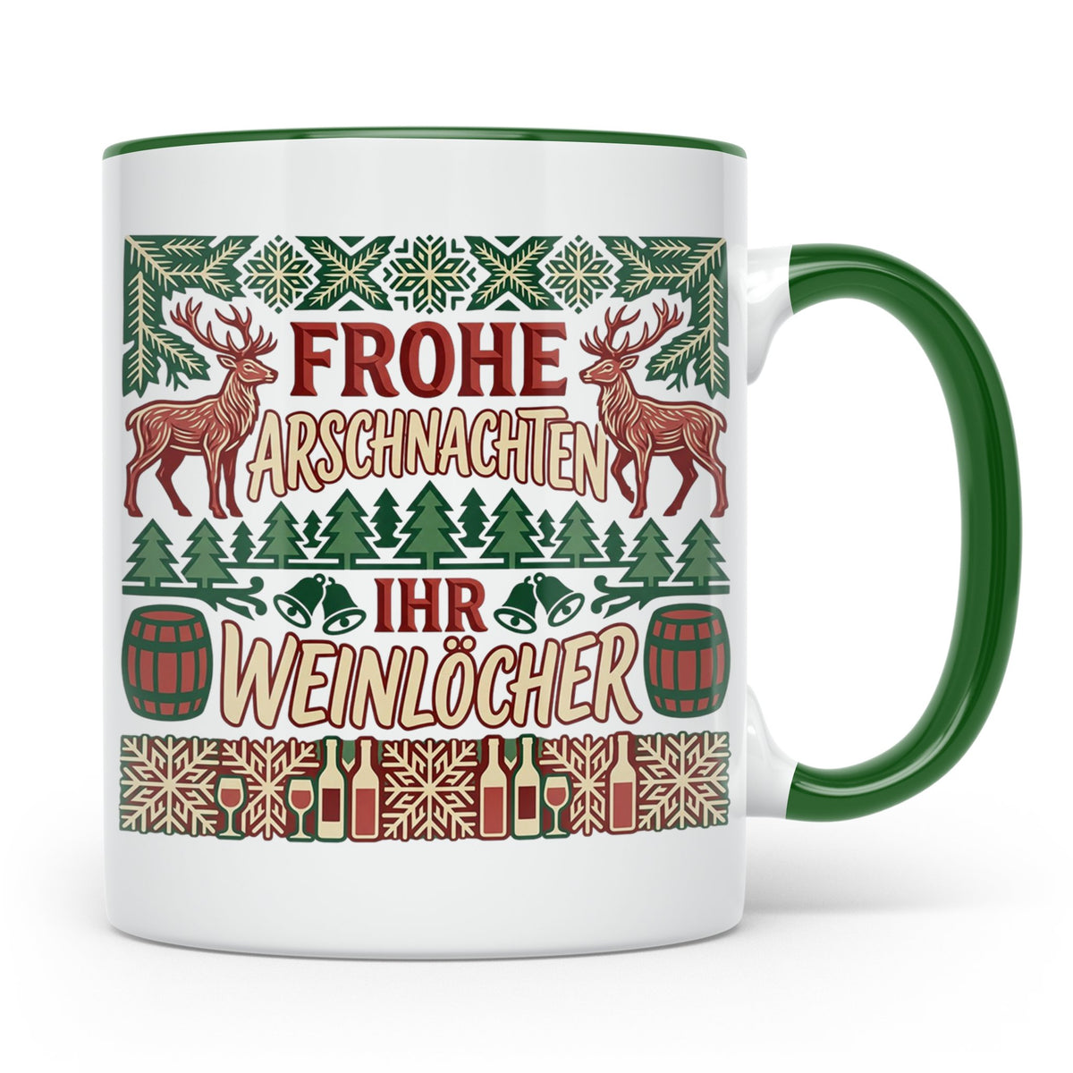 Frohe Arschnachten Tasse für Weinlöcher | Lustiges Ugly Chri – Grün [farbe:grün]