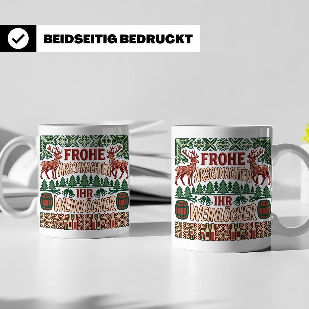 Frohe Arschnachten Tasse für Weinlöcher | Lustiges Ugly Chri – Weiß [farbe:weiß]