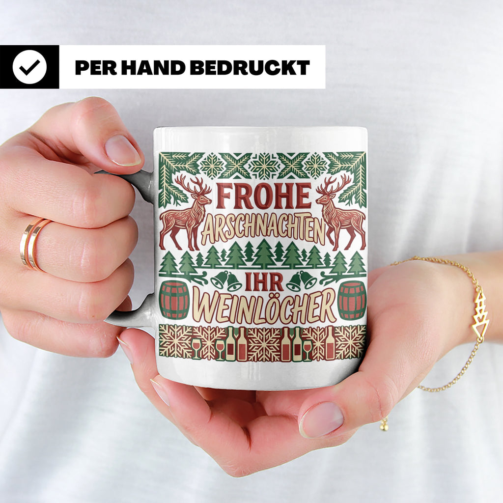 Frohe Arschnachten Tasse für Weinlöcher | Lustiges Ugly Chri – Weiß [farbe:weiß]