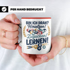 Billard Tasse mit Spruch Bin ich dran Hinsetzen Zugucken Ler – Rot [farbe:rot]