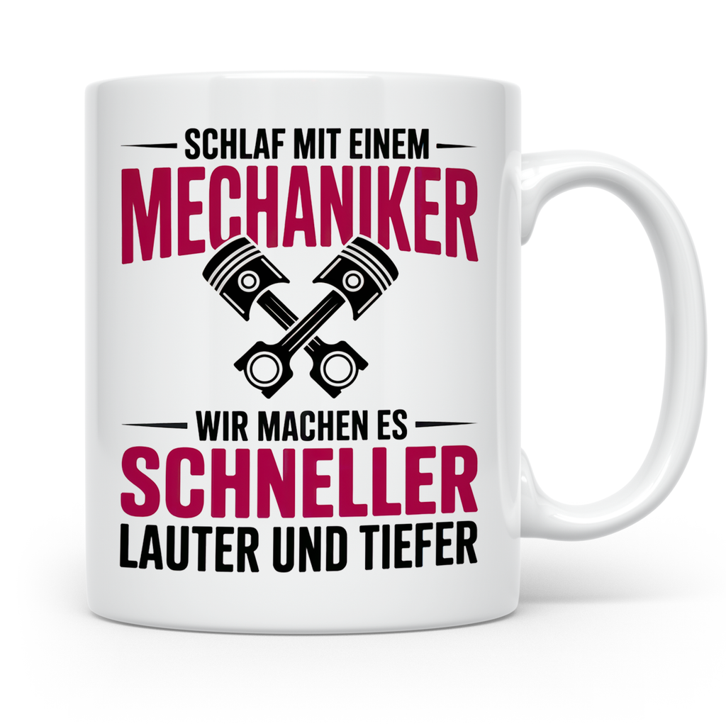 Schlaf mit Mechaniker Tasse - Kfz Schrauber Tuning Geschenki – Weiß [farbe:weiß]