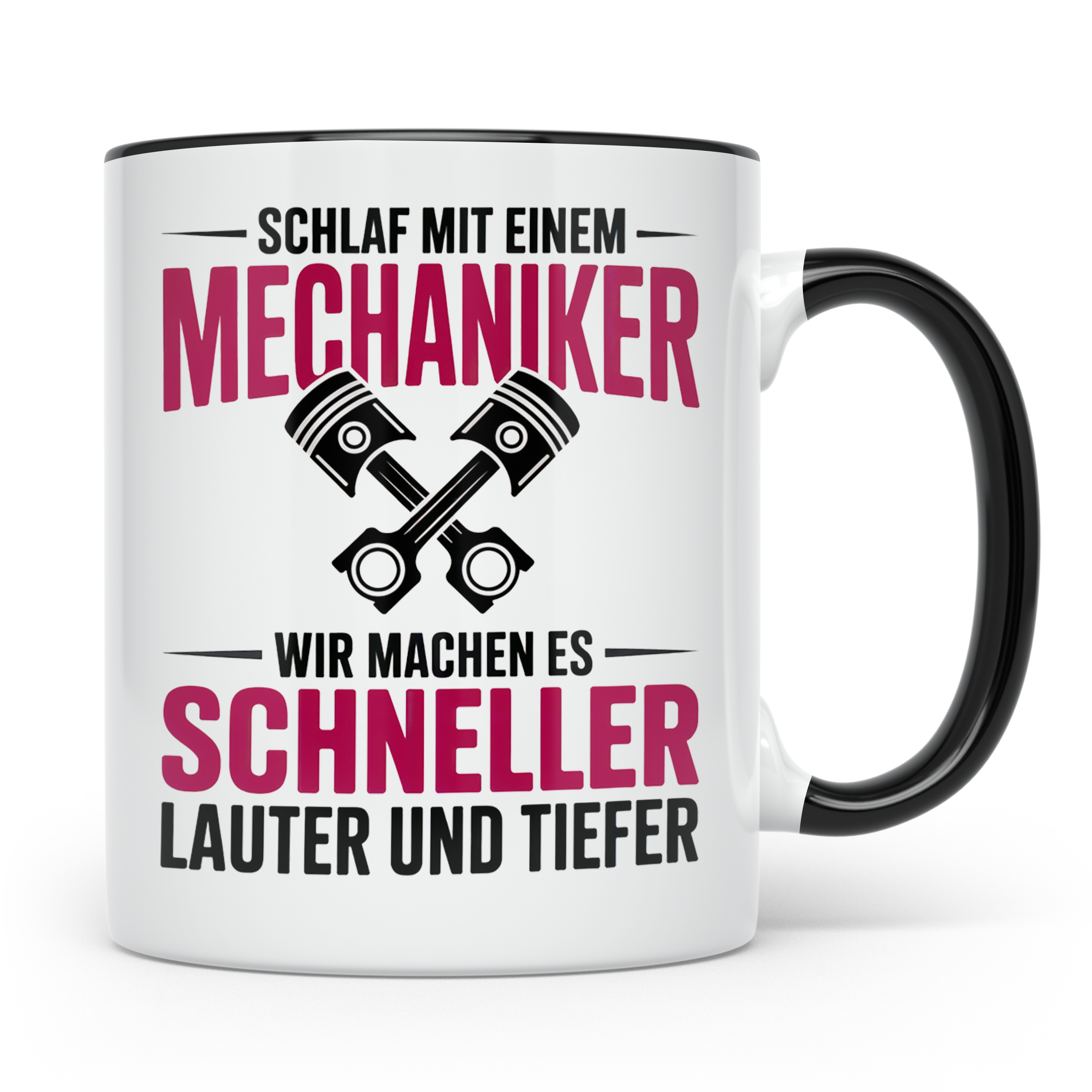 Schlaf mit Mechaniker Tasse - Kfz Schrauber Tuning Geschenki – Schwarz [farbe:schwarz]
