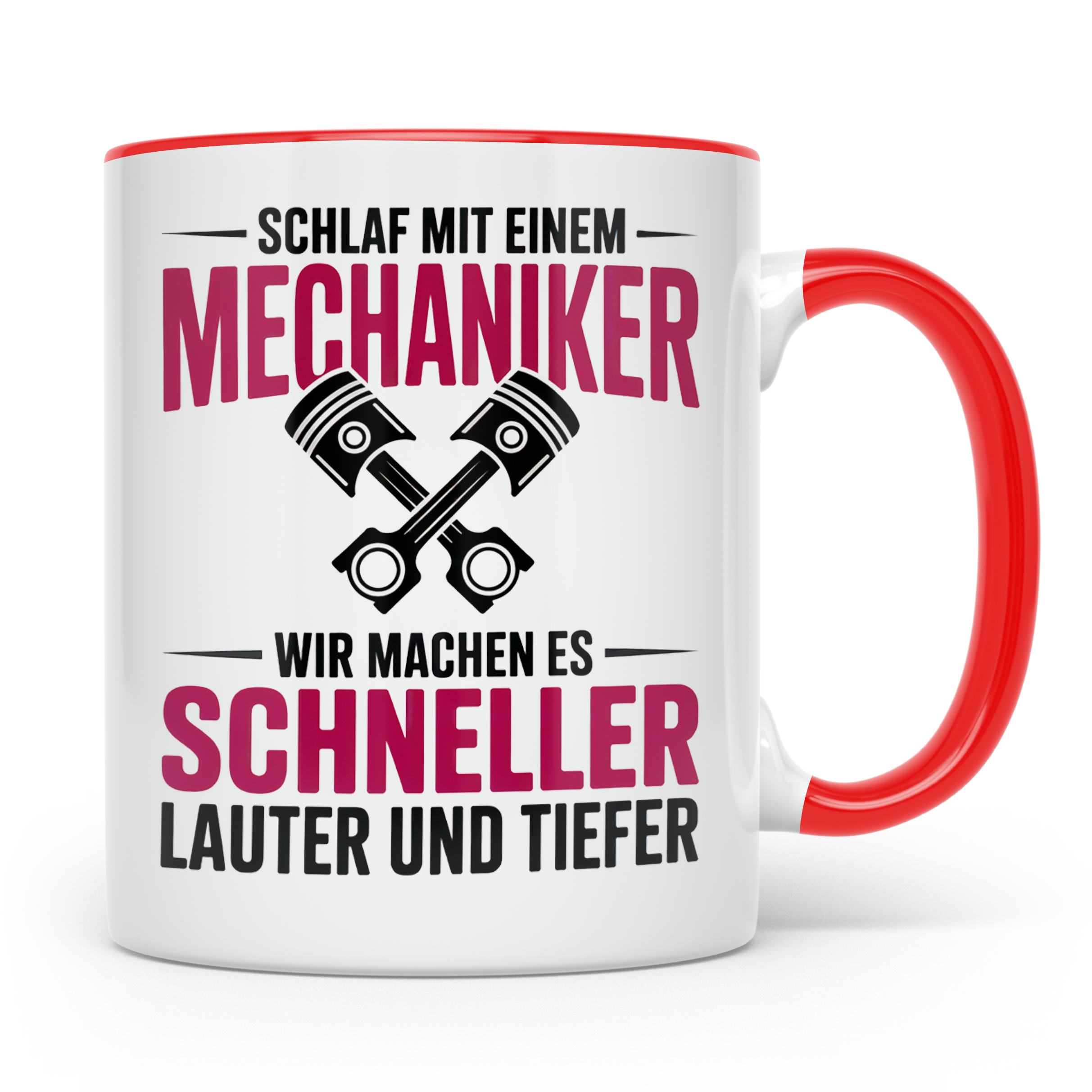 Schlaf mit Mechaniker Tasse - Kfz Schrauber Tuning Geschenki – Rot [farbe:rot]