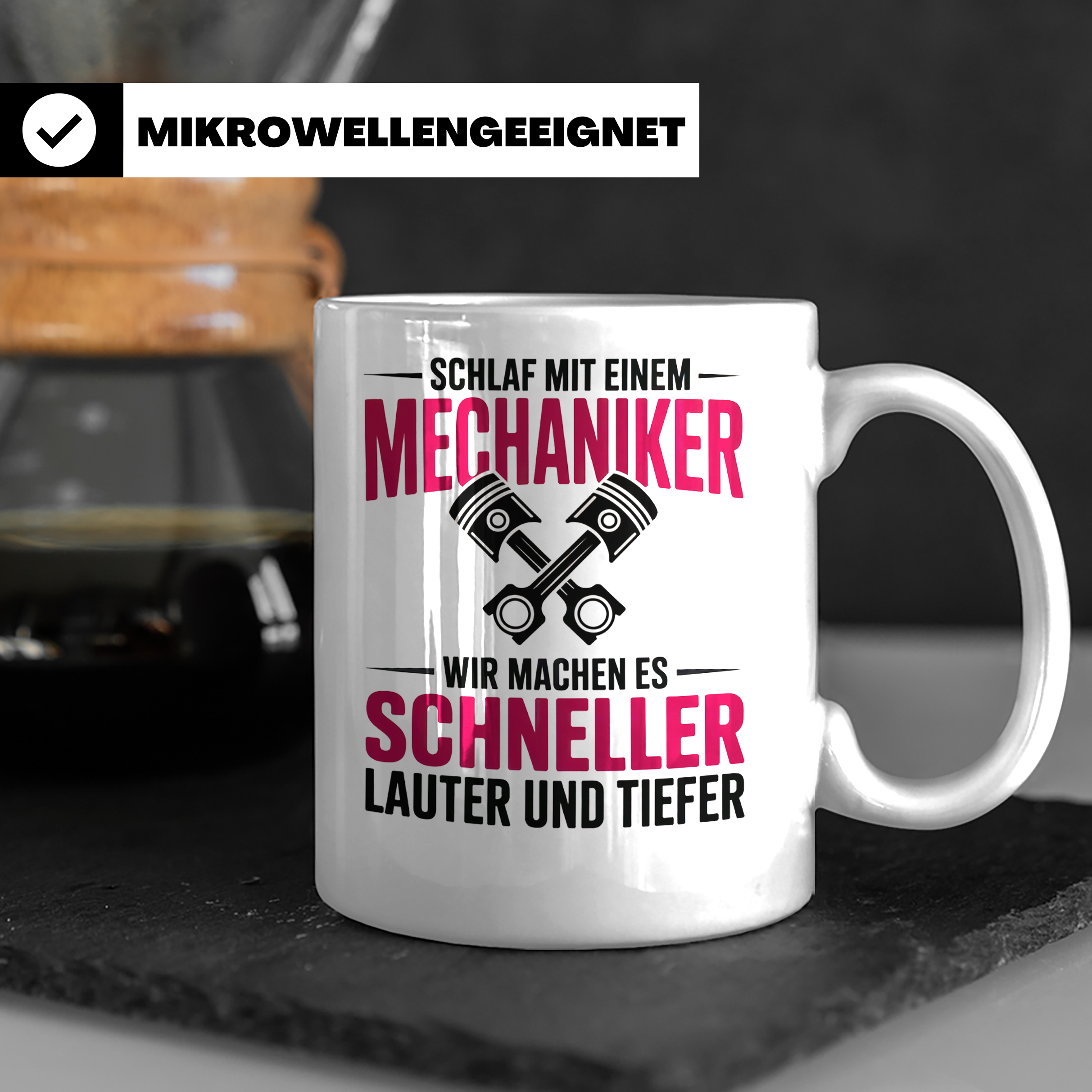 Schlaf mit Mechaniker Tasse - Kfz Schrauber Tuning Geschenki – Weiß [farbe:weiß]