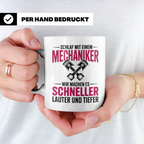 Schlaf mit Mechaniker Tasse - Kfz Schrauber Tuning Geschenki – Weiß [farbe:weiß]