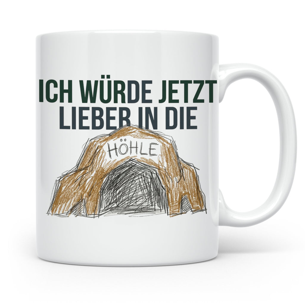 Ich würde jetzt lieber in die Höhle Tasse für Introvertierte – Weiß [farbe:weiß]