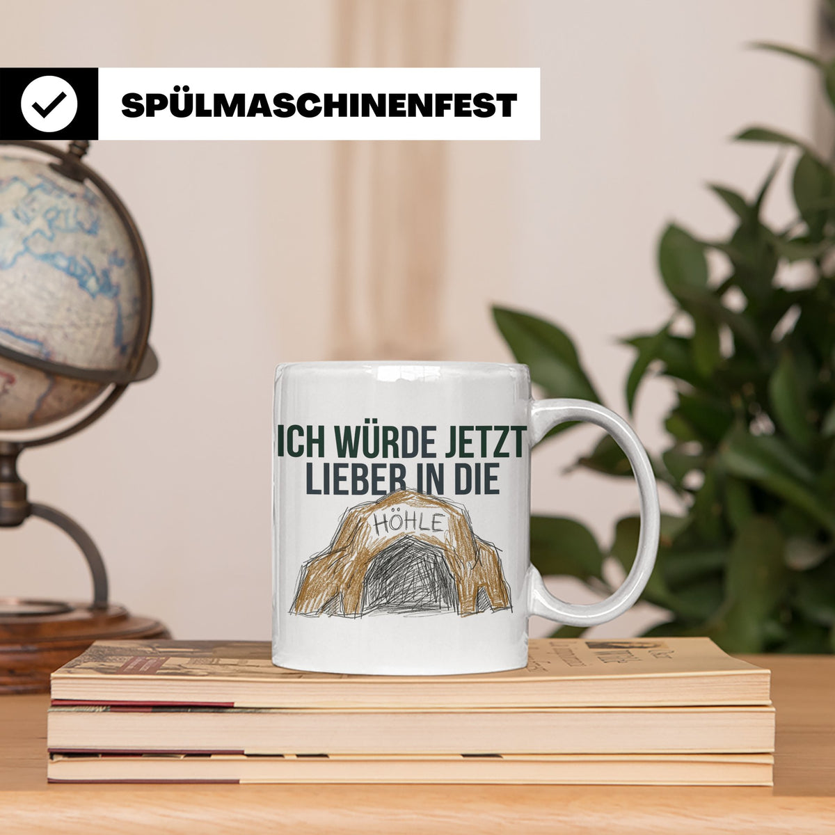 Ich würde jetzt lieber in die Höhle Tasse für Introvertierte – Weiß [farbe:weiß]