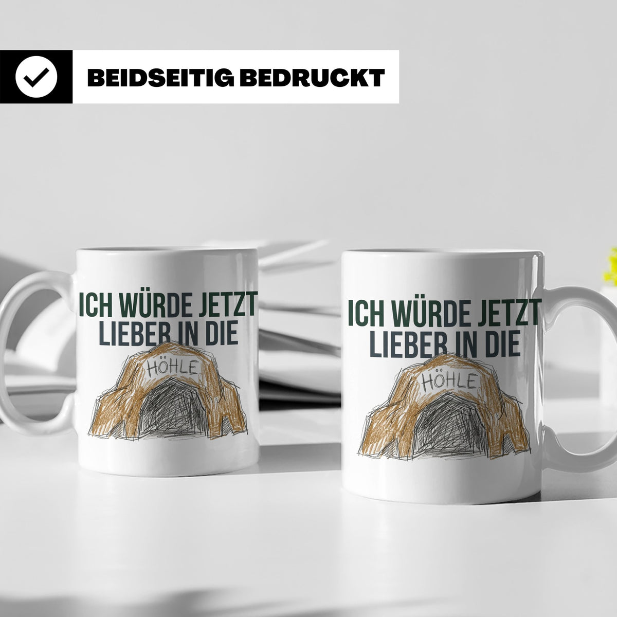 Ich würde jetzt lieber in die Höhle Tasse für Introvertierte – Weiß [farbe:weiß]
