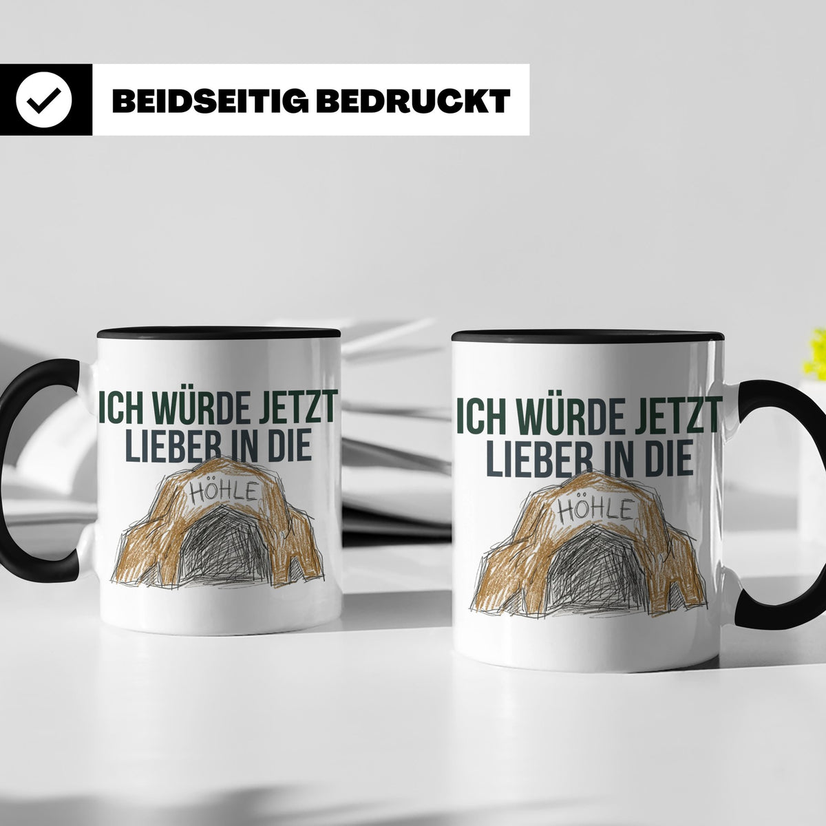 Ich würde jetzt lieber in die Höhle Tasse für Introvertierte – Schwarz [farbe:schwarz]