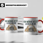 Ich würde jetzt lieber in die Höhle Tasse für Introvertierte – Rot [farbe:rot]