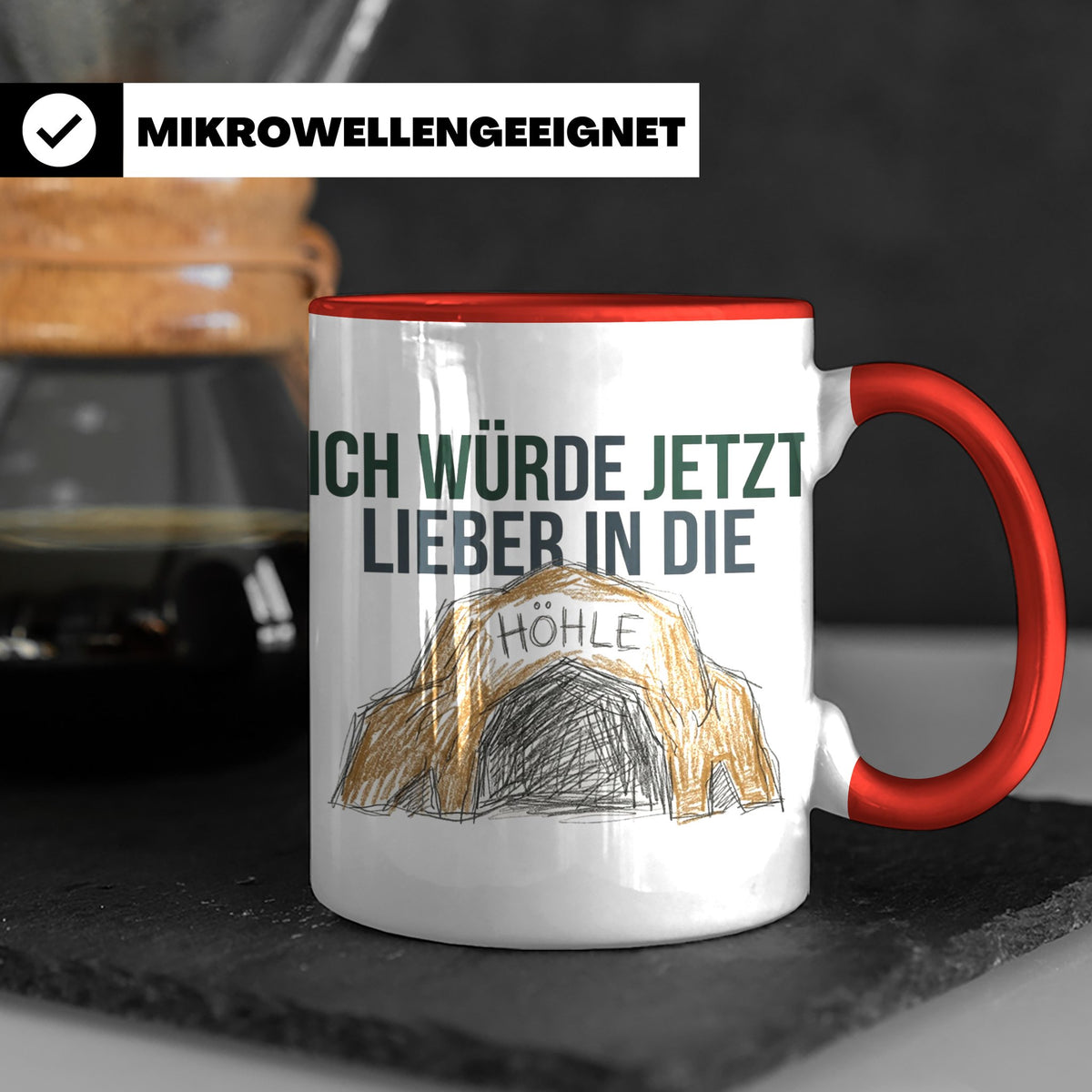 Ich würde jetzt lieber in die Höhle Tasse für Introvertierte – Rot [farbe:rot]