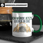 Ich würde jetzt lieber in die Höhle Tasse für Introvertierte – Grün [farbe:grün]