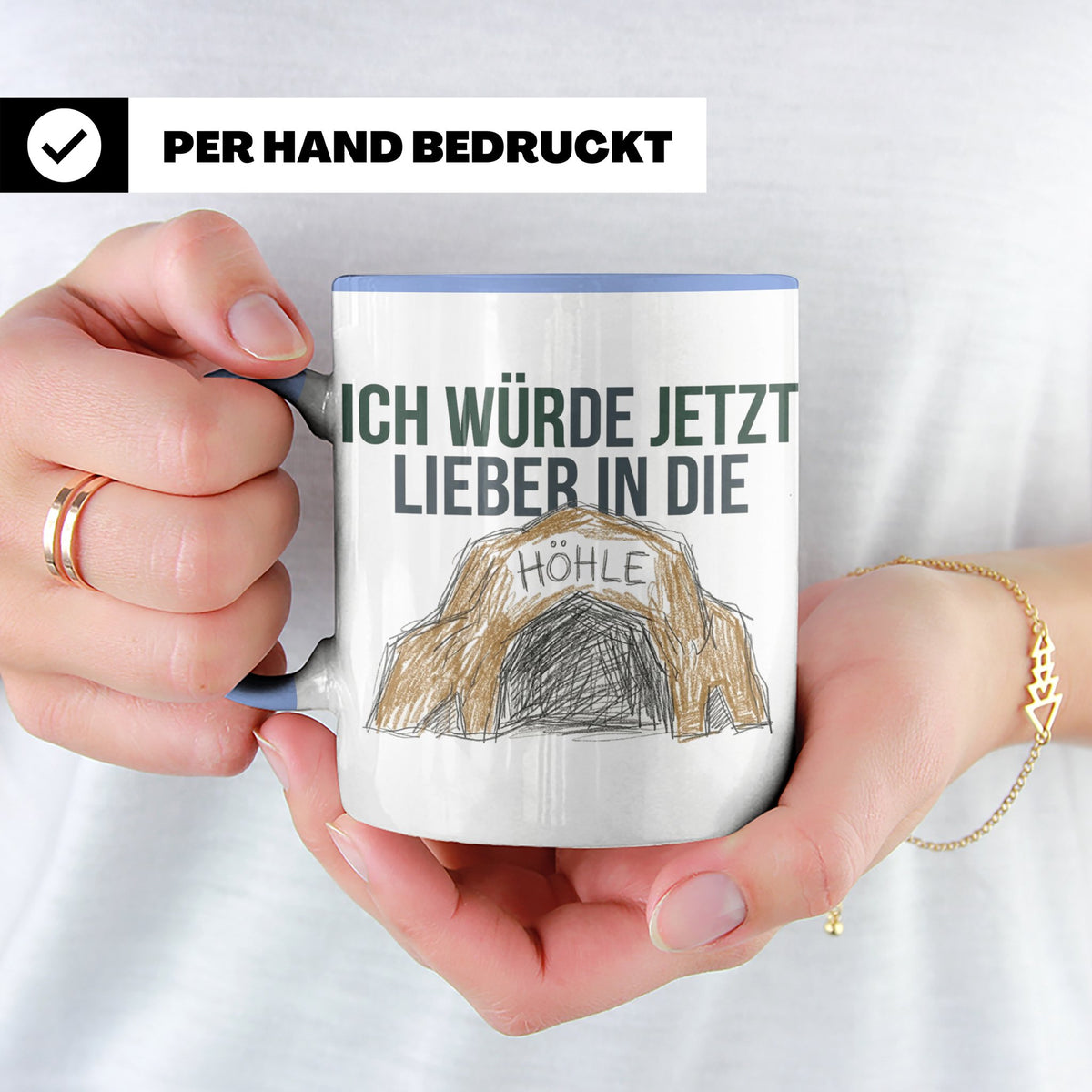 Ich würde jetzt lieber in die Höhle Tasse für Introvertierte – Blau [farbe:blau]