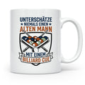 Billard Tasse Alter Mann mit Cue Spruch | Lustiges Poolbilla – Weiß [farbe:weiß]