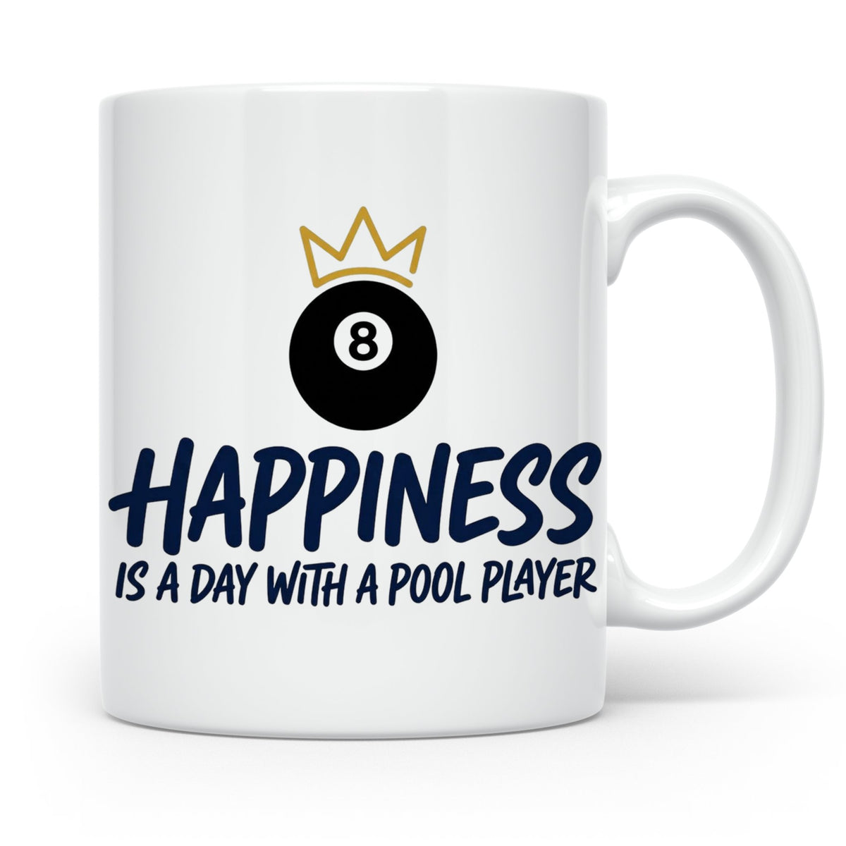 Billard Tasse für Pool Spieler mit Spruch Happiness is a day – Weiß [farbe:weiß]