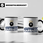 Billard Tasse für Pool Spieler mit Spruch Happiness is a day – Schwarz [farbe:schwarz]