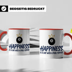 Billard Tasse für Pool Spieler mit Spruch Happiness is a day – Rot [farbe:rot]