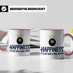 Billard Tasse für Pool Spieler mit Spruch Happiness is a day – Rosa [farbe:rosa]