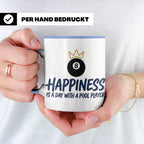 Billard Tasse für Pool Spieler mit Spruch Happiness is a day – Blau [farbe:blau]