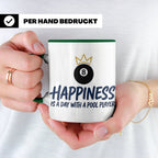 Billard Tasse für Pool Spieler mit Spruch Happiness is a day – Grün [farbe:grün]