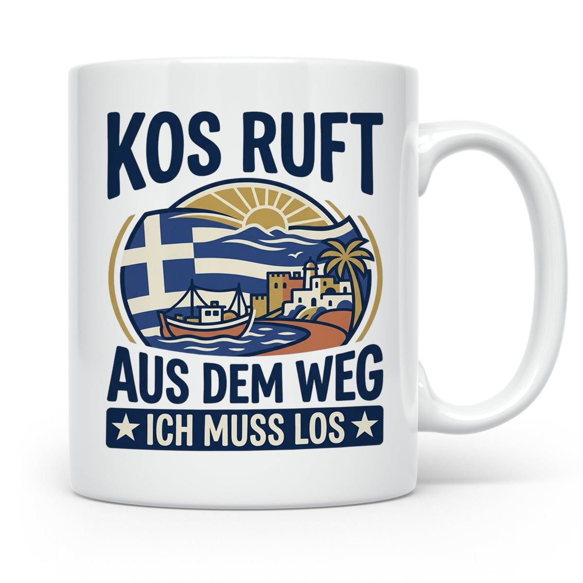 Kos Tasse mit Spruch 'Kos ruft ich muss los' | Griechenland  – Weiß [farbe:weiß]