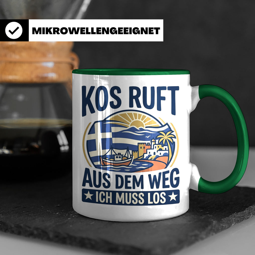 Kos Tasse mit Spruch 'Kos ruft ich muss los' | Griechenland  – Grün [farbe:grün]