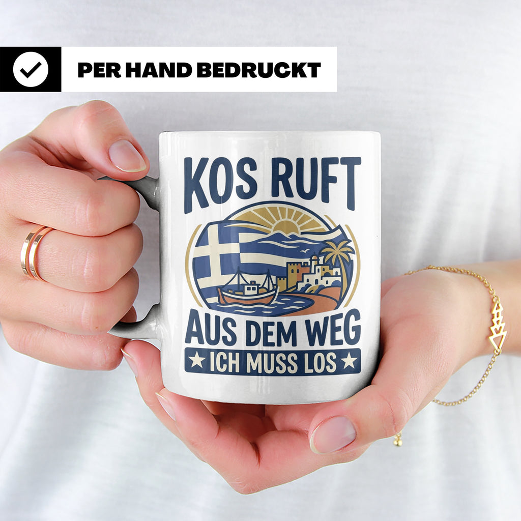 Kos Tasse mit Spruch 'Kos ruft ich muss los' | Griechenland  – Weiß [farbe:weiß]