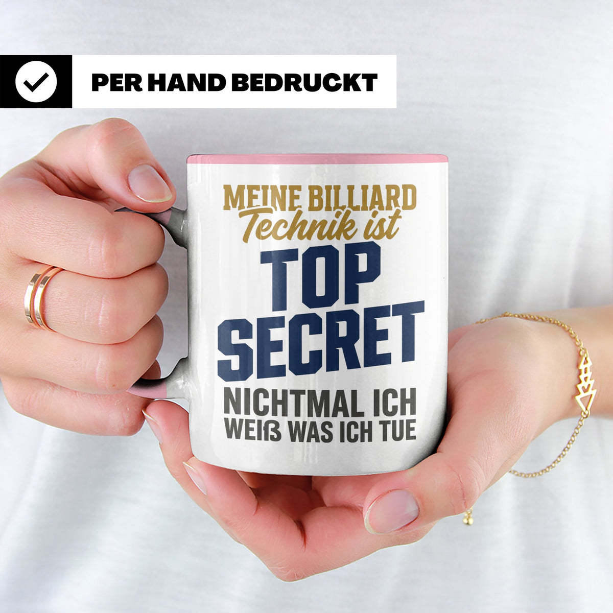 Billard Tasse lustig Spruch Top Secret Technik, Geschenk für – Rosa [farbe:rosa]