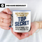 Billard Tasse lustig Spruch Top Secret Technik, Geschenk für – Blau [farbe:blau]