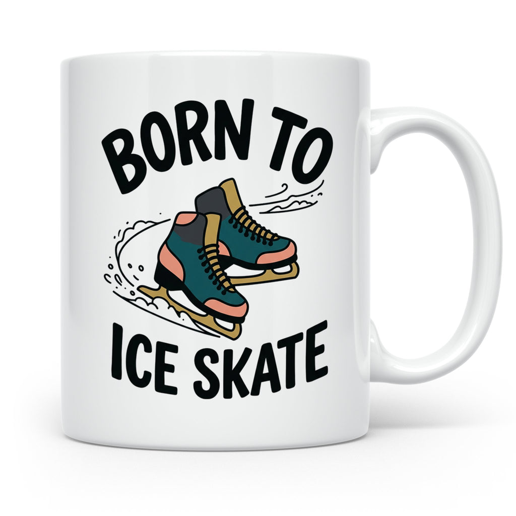 Eiskunstlauf Tasse Born to Ice Skate Spruch Schlittschuhlauf – Weiß [farbe:weiß]