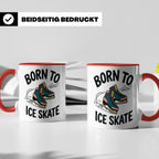 Eiskunstlauf Tasse Born to Ice Skate Spruch Schlittschuhlauf – Rot [farbe:rot]