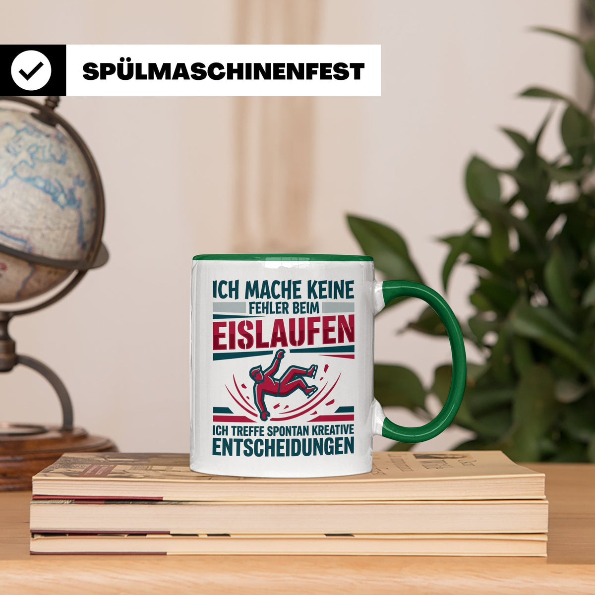 Eislaufen Tasse mit Spruch Keine Fehler kreative Entscheidun – Grün [farbe:grün]
