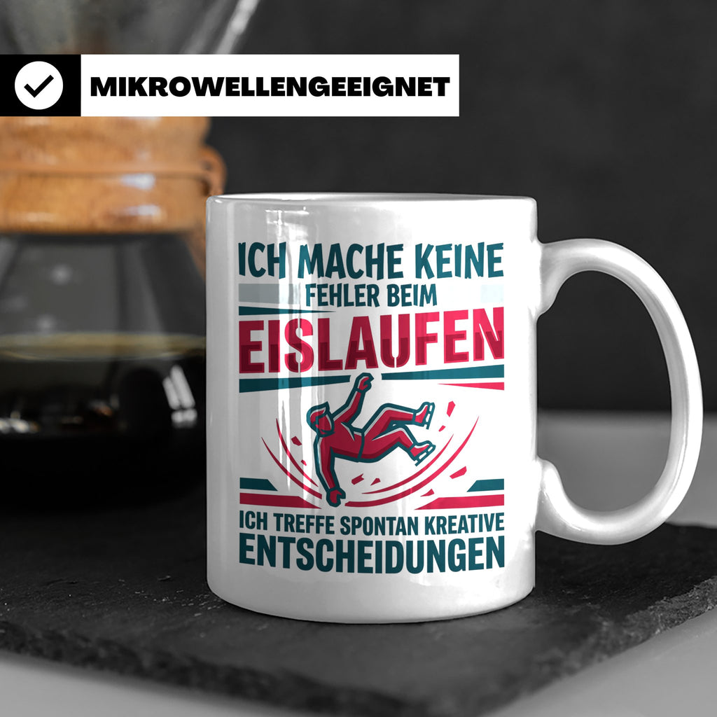 Eislaufen Tasse mit Spruch Keine Fehler kreative Entscheidun – Weiß [farbe:weiß]