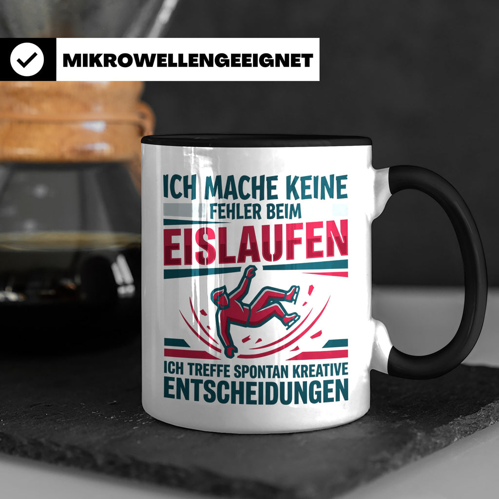 Eislaufen Tasse mit Spruch Keine Fehler kreative Entscheidun – Schwarz [farbe:schwarz]