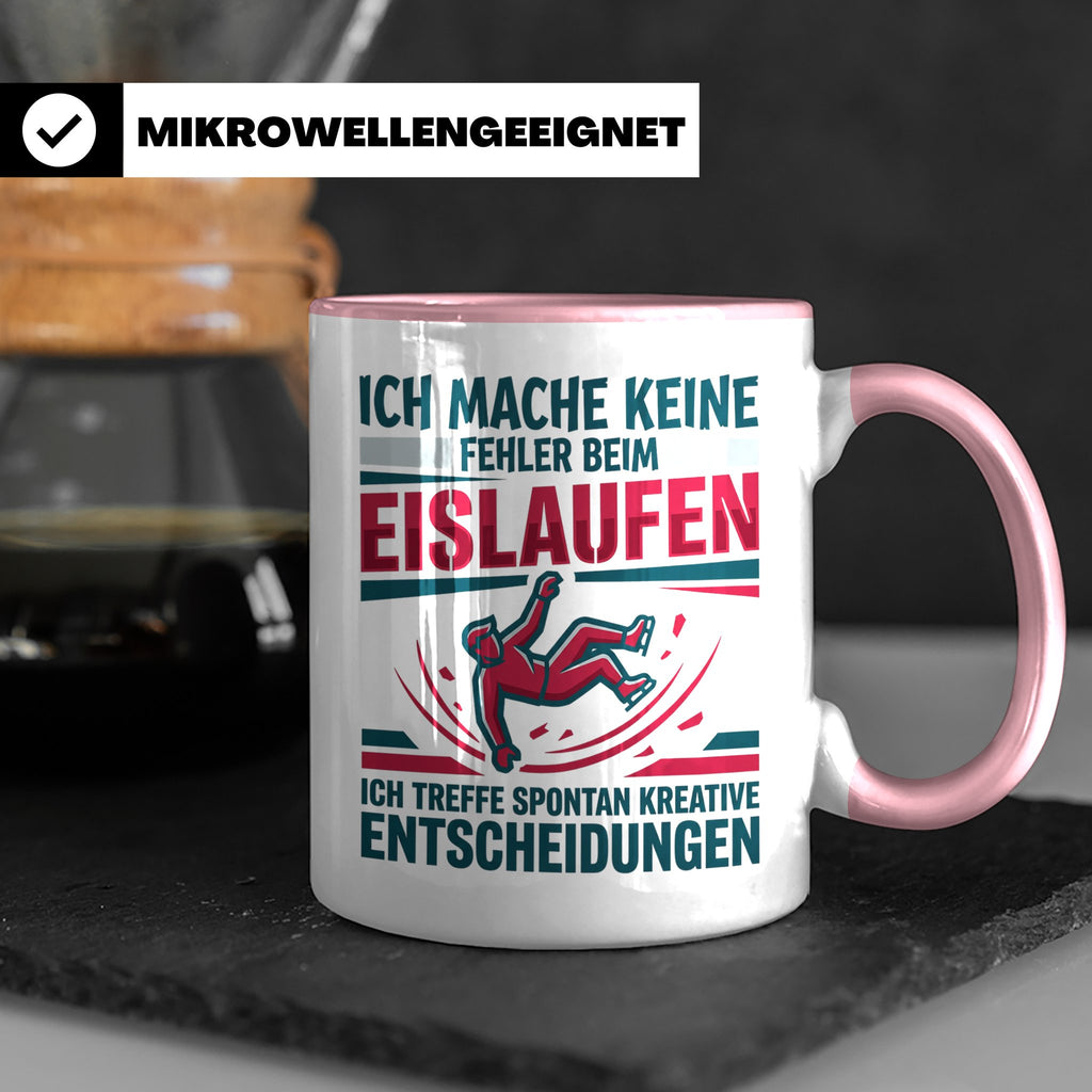 Eislaufen Tasse mit Spruch Keine Fehler kreative Entscheidun – Rosa [farbe:rosa]
