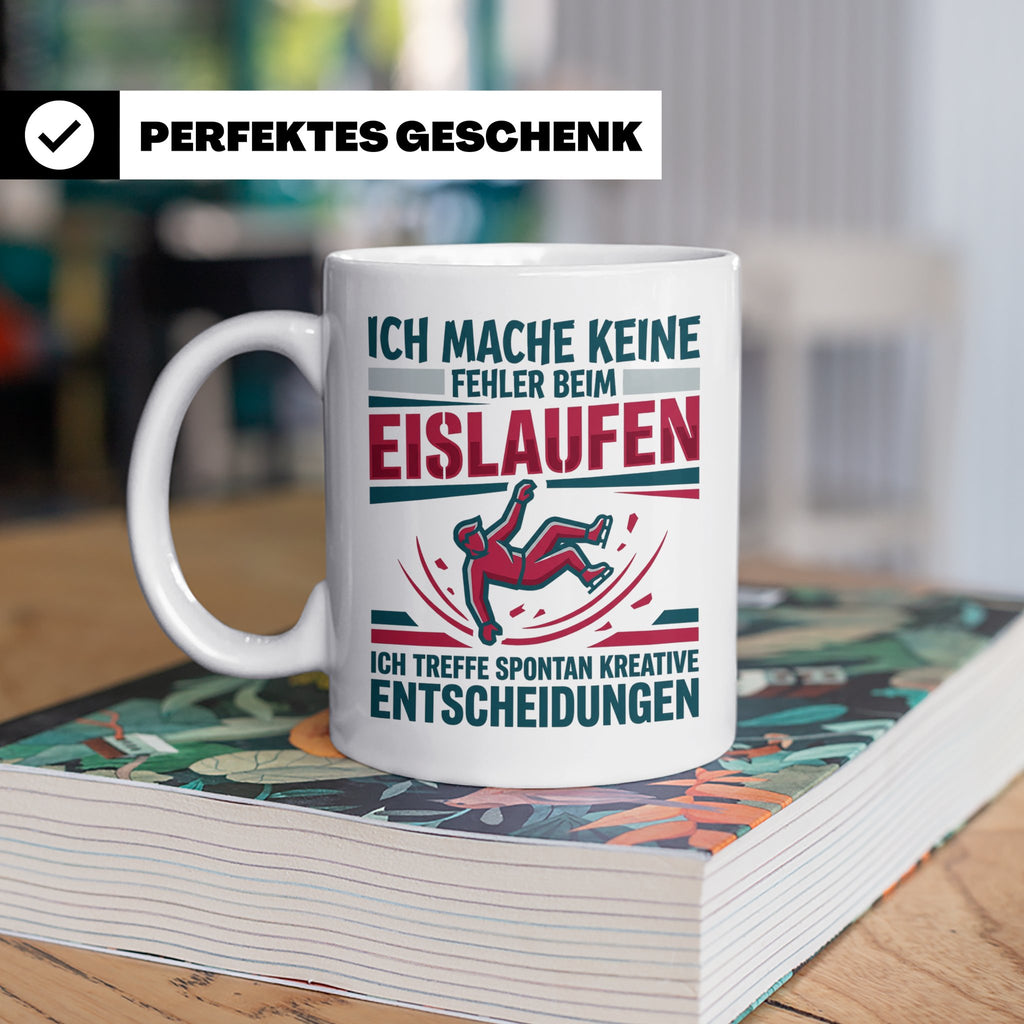 Eislaufen Tasse mit Spruch Keine Fehler kreative Entscheidun – Weiß [farbe:weiß]