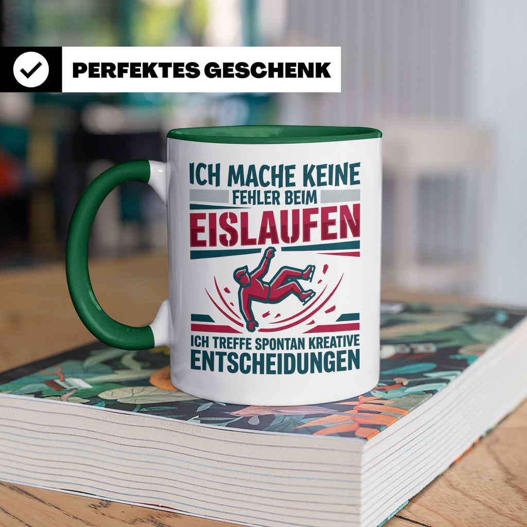 Eislaufen Tasse mit Spruch Keine Fehler kreative Entscheidun – Grün [farbe:grün]