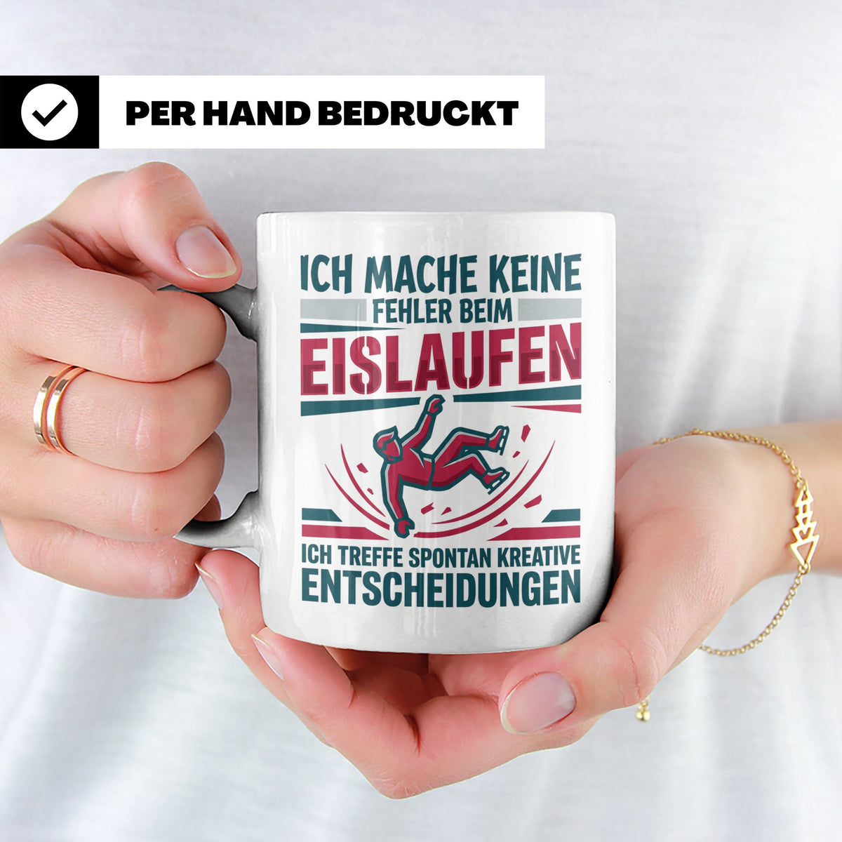 Eislaufen Tasse mit Spruch Keine Fehler kreative Entscheidun – Weiß [farbe:weiß]