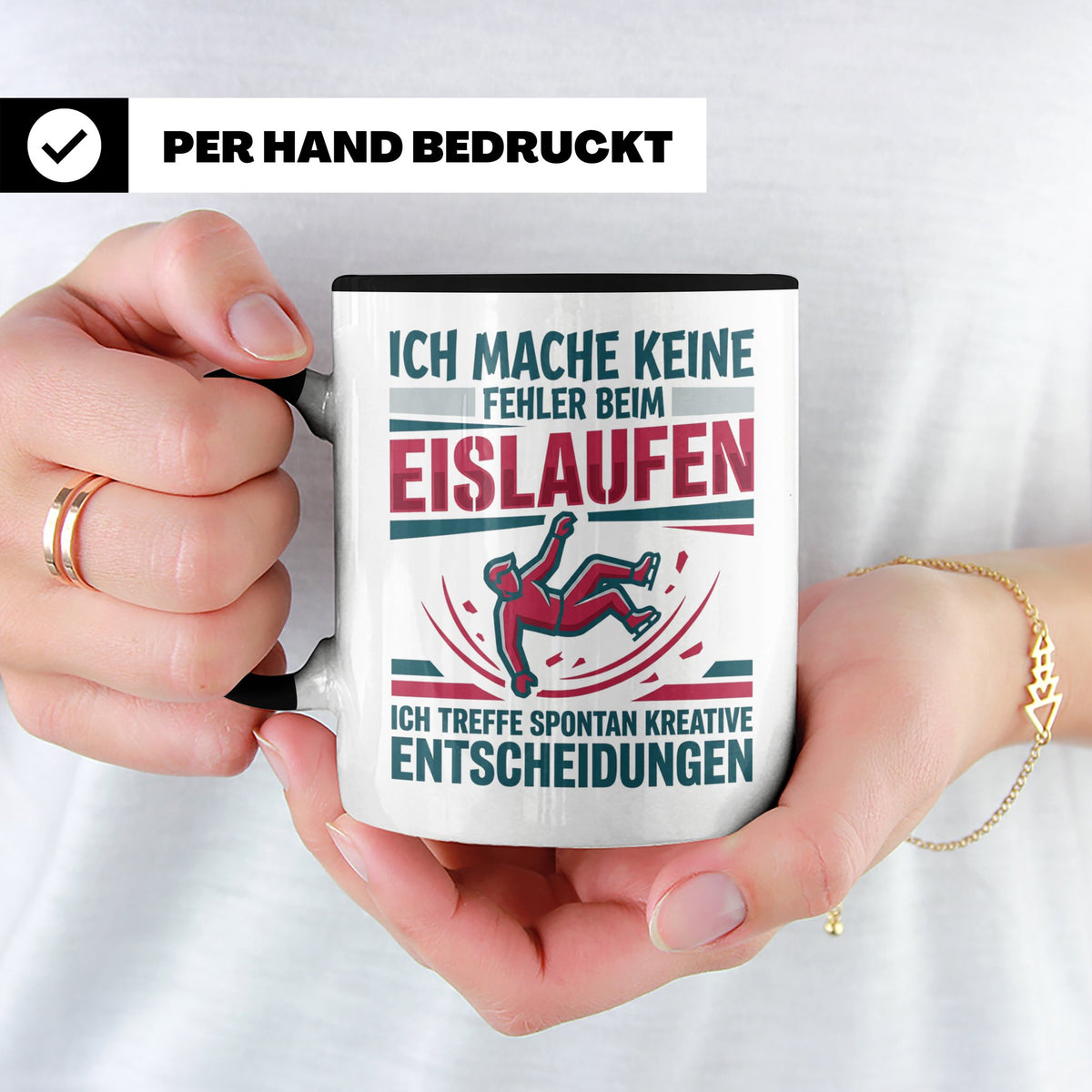 Eislaufen Tasse mit Spruch Keine Fehler kreative Entscheidun – Schwarz [farbe:schwarz]
