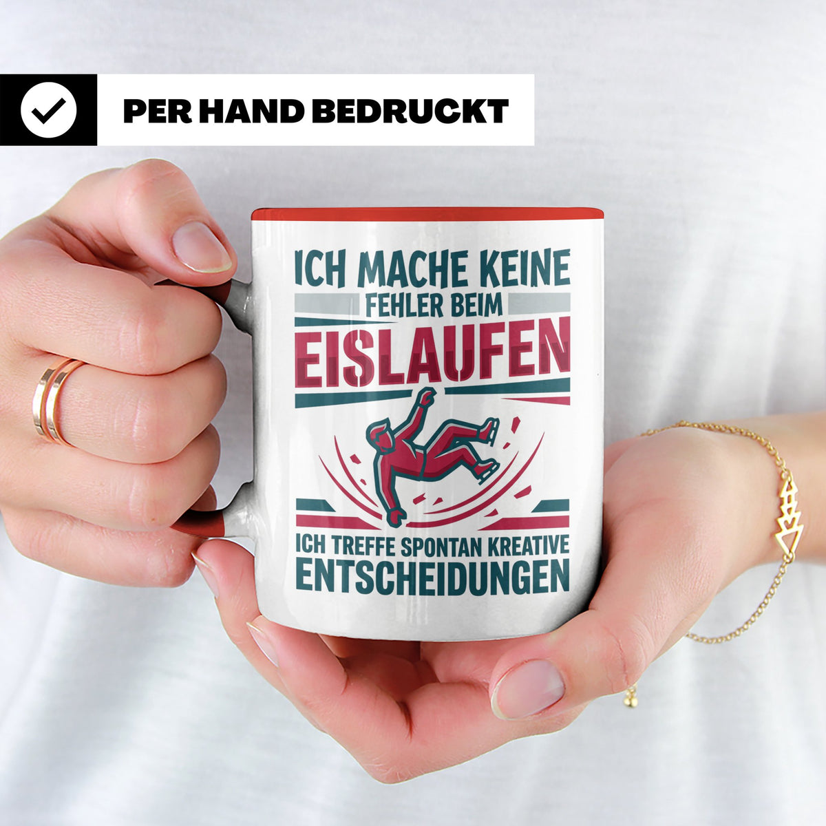 Eislaufen Tasse mit Spruch Keine Fehler kreative Entscheidun – Rot [farbe:rot]