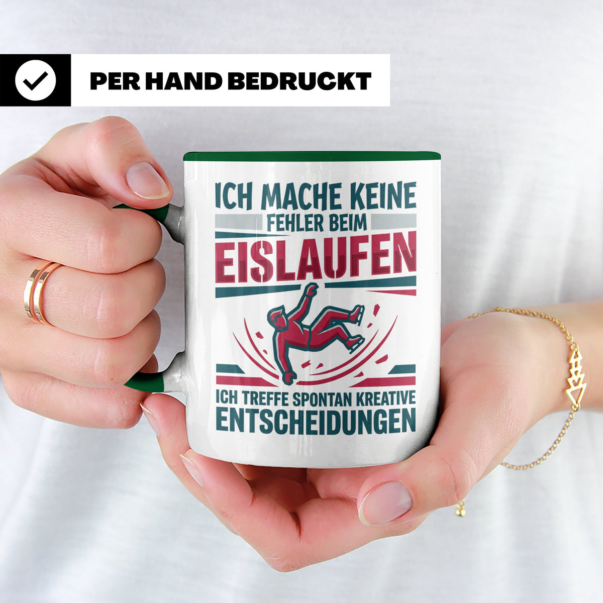 Eislaufen Tasse mit Spruch Keine Fehler kreative Entscheidun – Grün [farbe:grün]