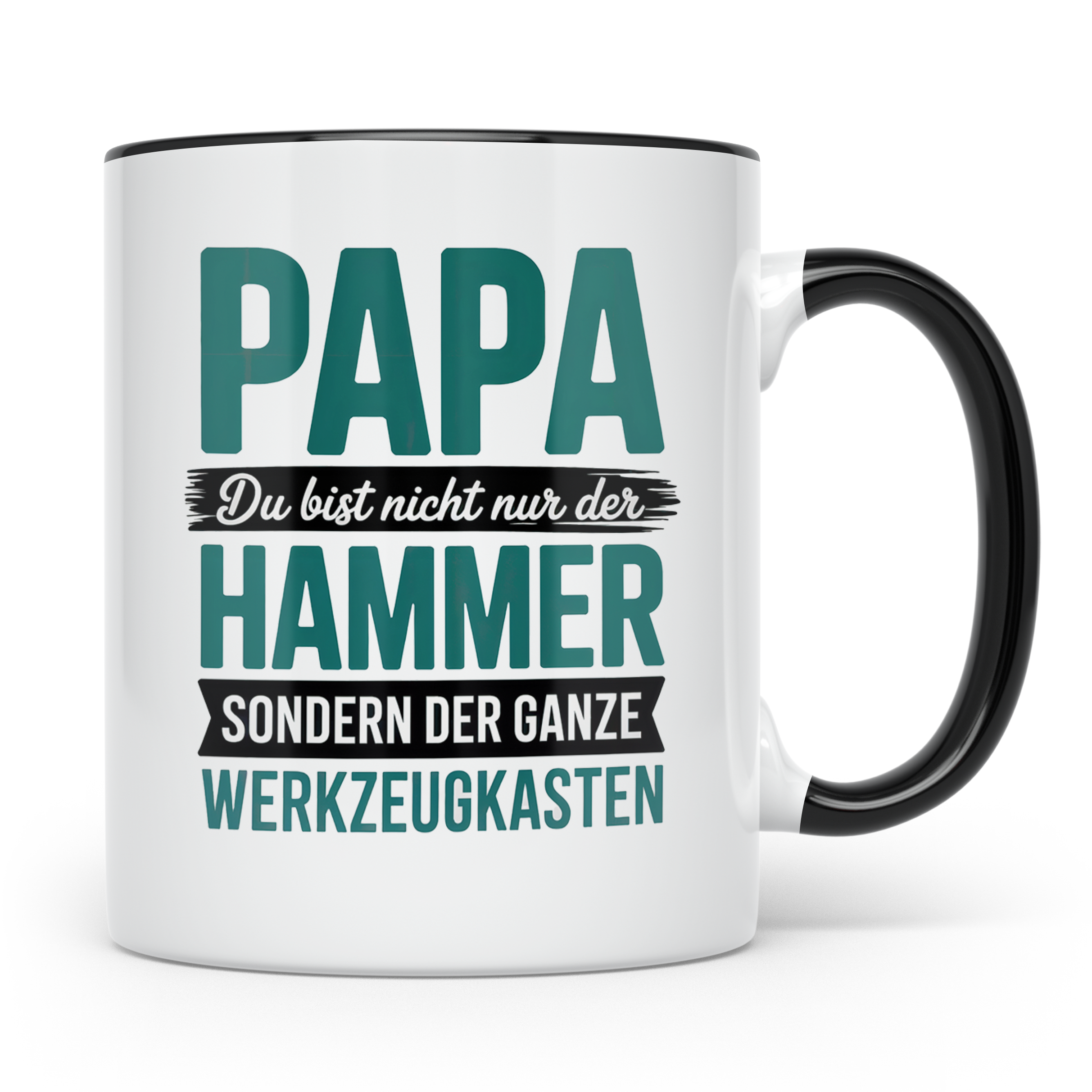 Papa Tasse: Du bist mehr als der Hammer, der ganze Werkzeugk – Schwarz [farbe:schwarz]