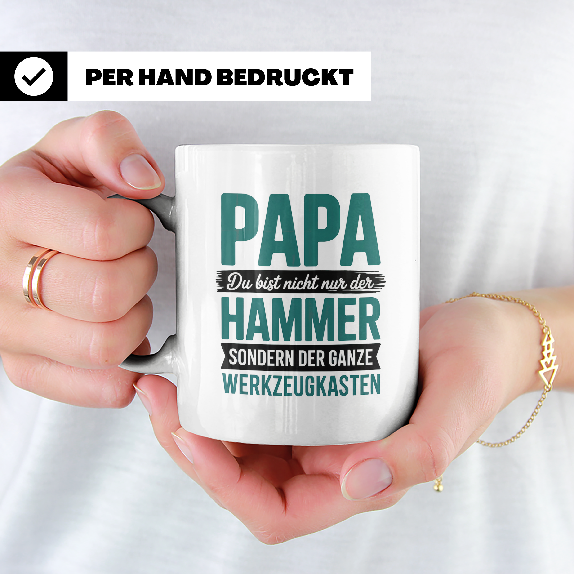 Papa Tasse: Du bist mehr als der Hammer, der ganze Werkzeugk – Weiß [farbe:weiß]