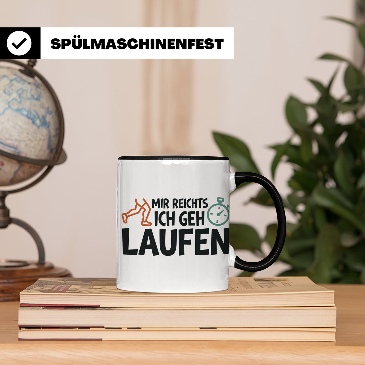 Läufer Tasse mit Spruch Mir reichts ich geh laufen, Geschenk – Schwarz [farbe:schwarz]