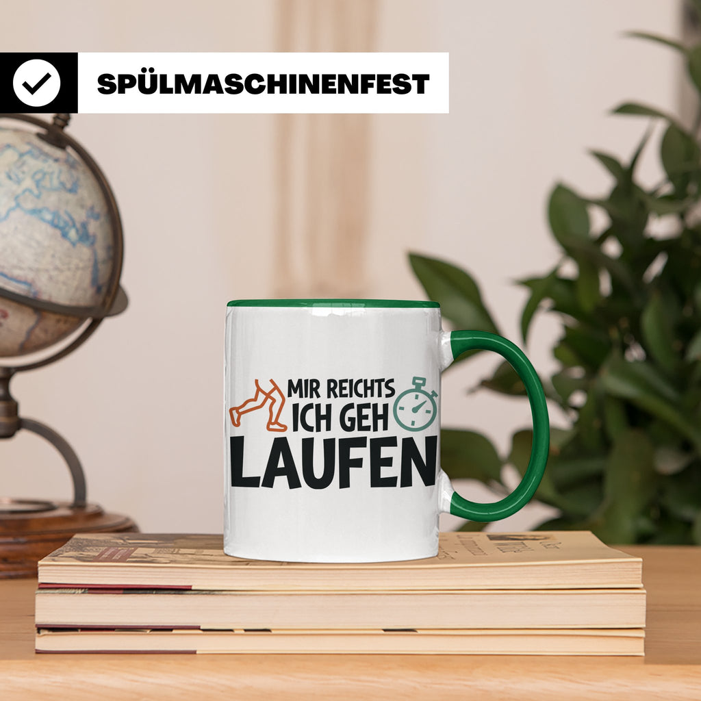 Läufer Tasse mit Spruch Mir reichts ich geh laufen, Geschenk – Grün [farbe:grün]