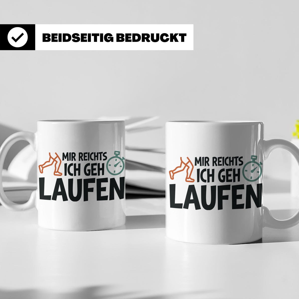 Läufer Tasse mit Spruch Mir reichts ich geh laufen, Geschenk – Weiß [farbe:weiß]