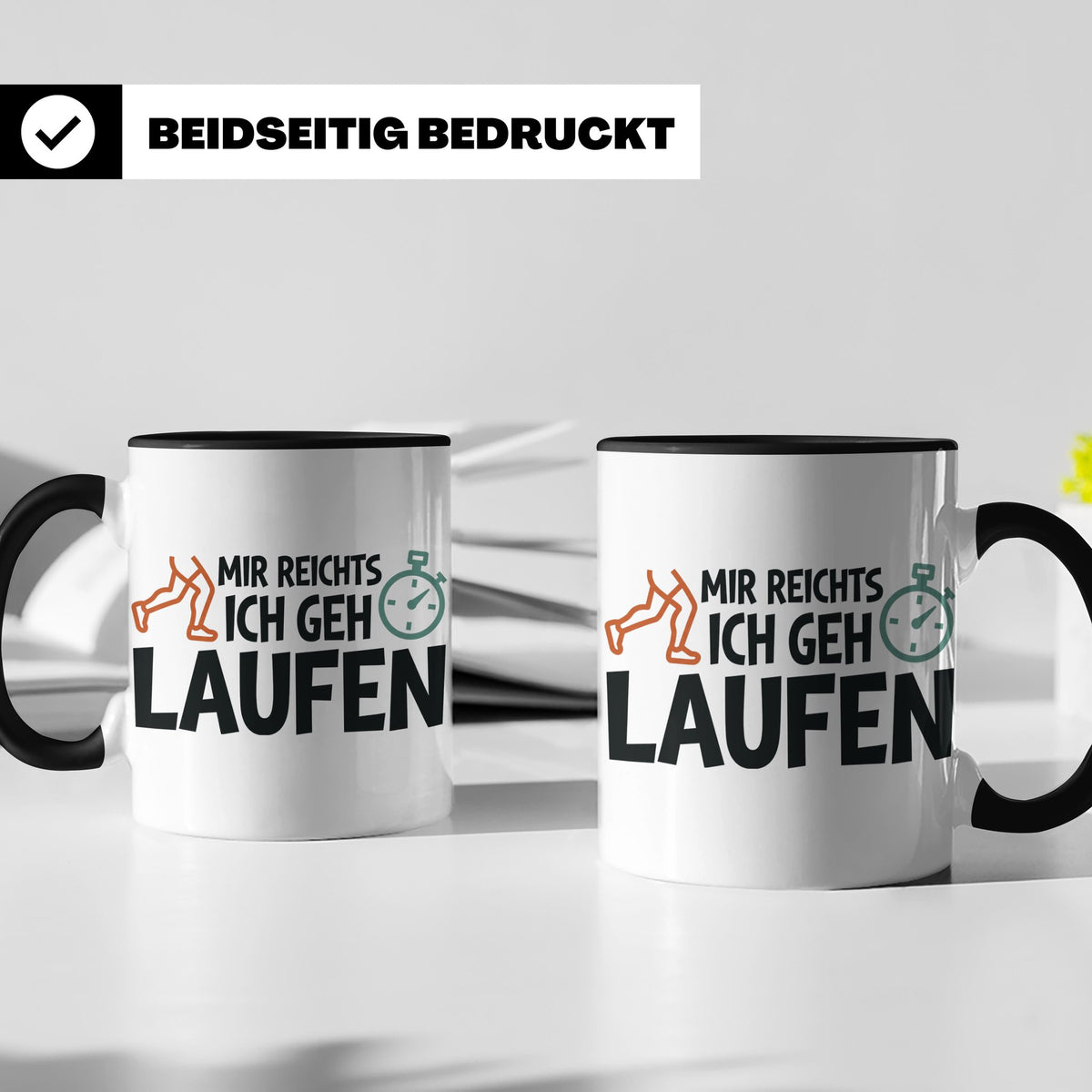Läufer Tasse mit Spruch Mir reichts ich geh laufen, Geschenk – Schwarz [farbe:schwarz]