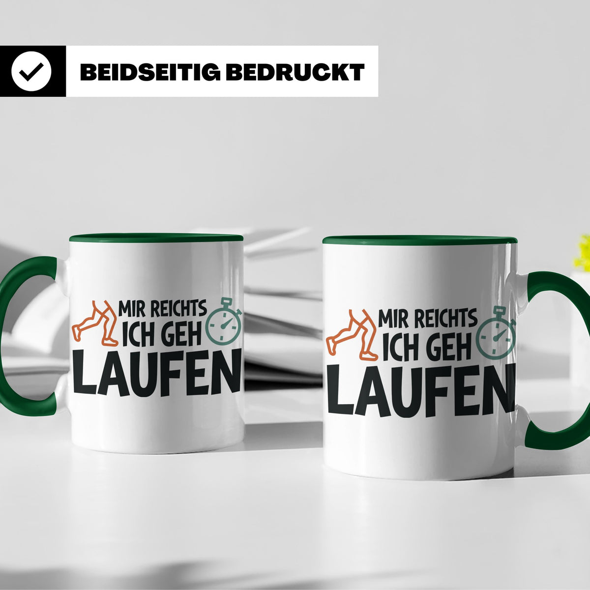 Läufer Tasse mit Spruch Mir reichts ich geh laufen, Geschenk – Grün [farbe:grün]