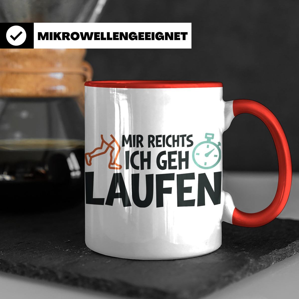 Läufer Tasse mit Spruch Mir reichts ich geh laufen, Geschenk – Rot [farbe:rot]